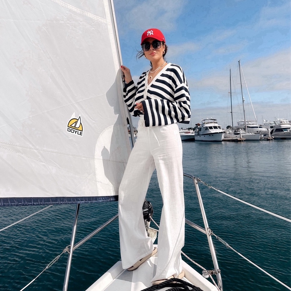 REVOLVE Navy and White Striped Cardigan